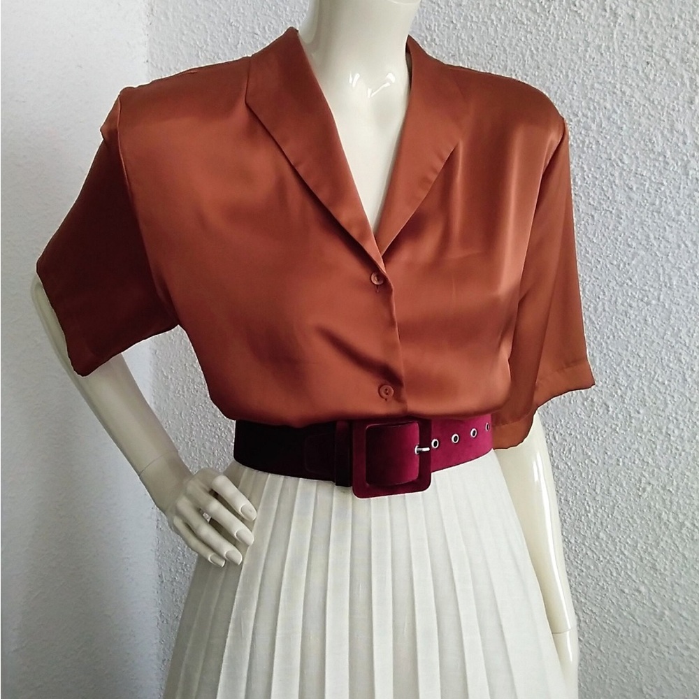 Rust collared blouse